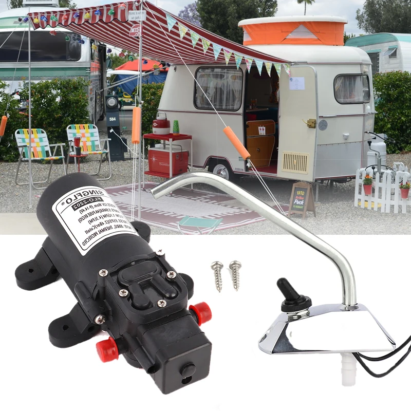 

KEMiMOTO 12V Boat Caravan Water Pump Water Faucet tap Self Priming 35PSI Electric Galley Faucet Tap Garden galoneira