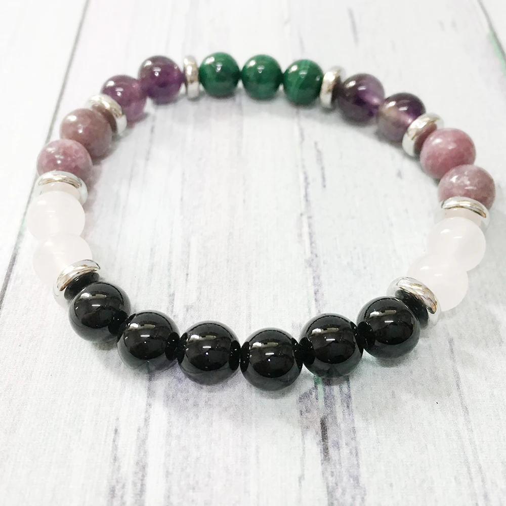 Браслет Ruberthen AAA Malachite из кристаллов чакры браслет A methyst Rose Quart z защита улучшение