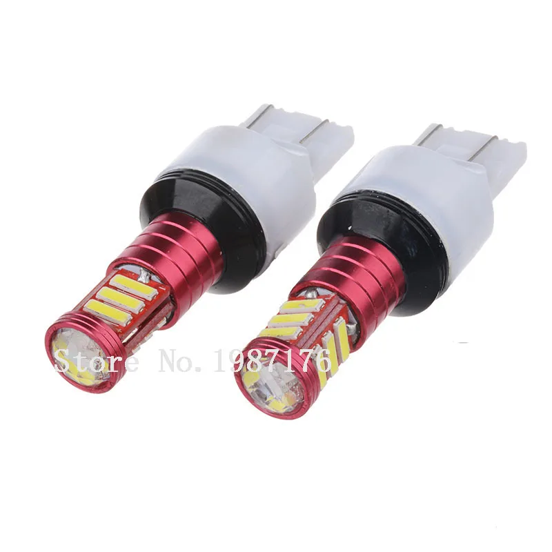 Авто светодиодный 7443 W21/5 Вт W3x16q 7020 11 SMD Холодный белый/красный/желтый 12 V автомобиль стоп/поворот/Хвост Автоматическая лампочка