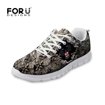 

FORUDESIGNS Cool Animal Wolf Men Casual Autumn Shoes 3D Printing Comfortable Breathable Mesh Leisure Shoes Man Flat Lace-up Shoe
