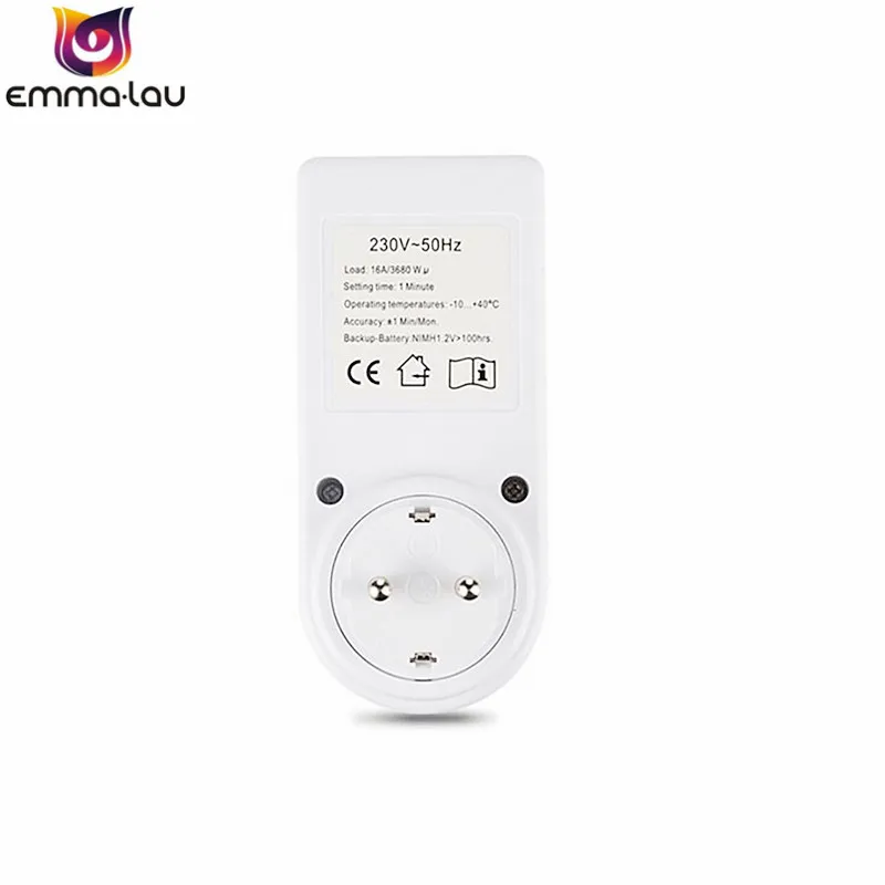 230V 16A EU программируемая розетка таймера с ЖК цифровым 12/24 часовым переключателем