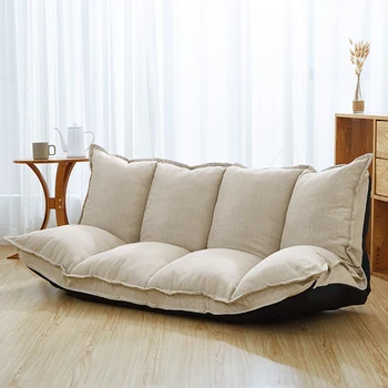 

Linen Fabric Upholstery Adjustable Floor Sofa Bed Lounge Sofa Sleeper Floor Lazy Couch Living Room Furniture Video Gaming Sofa