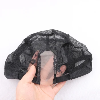 HARMONY Free shipping 10 pieces Black lace net U part wig caps adjustable mesh wig cap for making wigs 4