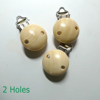 

25PCS Nature Wood 2 Holes Baby Pacifier Clips