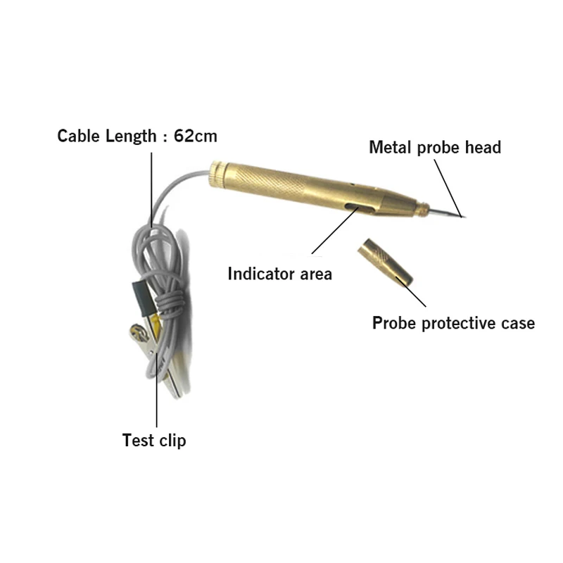 6V 12V 24V Автомобиль Мотоцикл цепи тестер с измерительным наконечником автомобиля пробная лампа авто Напряжение Системы датчик Тесты Ручка детектор Медь диагностический инструмент