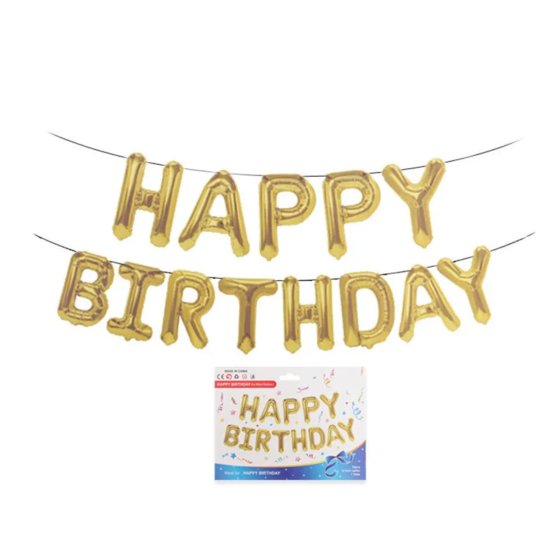 16 Inch Rose Gold Happy Birthday Letter Balloon Imitation Beauty Thin Version Happy Birthday Aluminum Balloon Set Pretty qq022 (7)