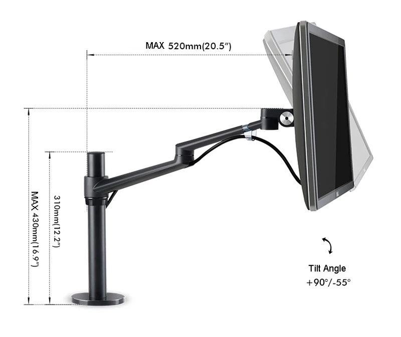 desktop braço duplo 17-32 polegada monitor suporte