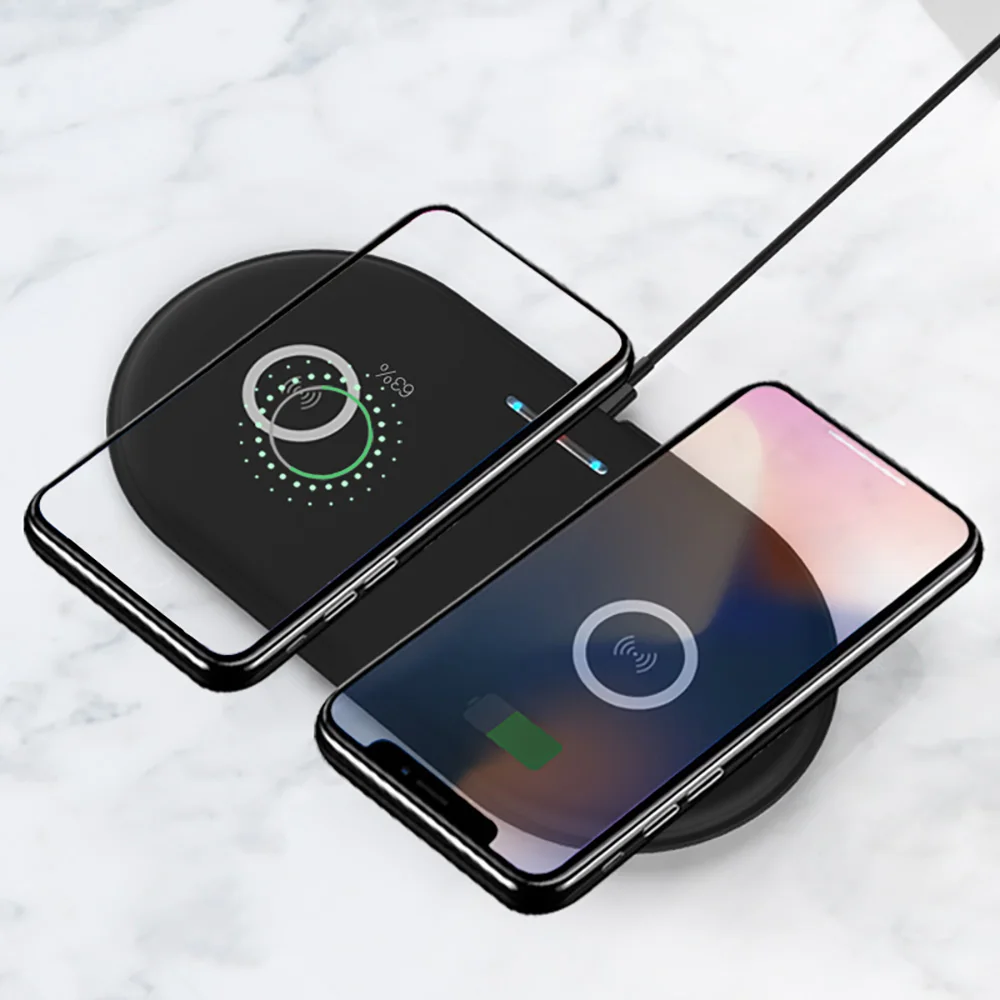

2 in 1 QI Wireless Charger Fast Charging Pad Quick Phone Charge for iPhone 8 X for Samsung Galaxy S9 S8 S7 Edge Note 8