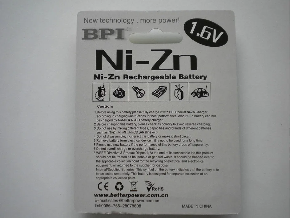 8 шт. NiZn Ni-Zn 1,6 в AA 2500mWh аккумуляторная батарея+ NiZn умное зарядное устройство, гораздо мощнее и прочнее, чем Ni-MH батарея