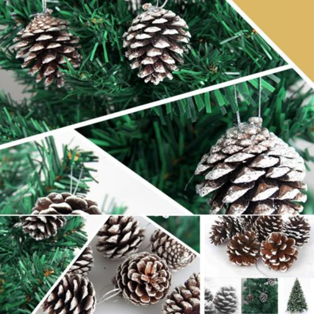 

Christmas Decor 10 Set Christmas Tree Ornament Hanging Balls Pine Nuts Pinecone Xmas New Year Decoration for Parties Dropship