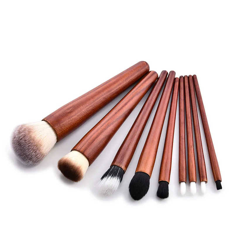Buy Style 9pcs Rosewood Handle Super Soft Makeup Brushes Set Cosmetic Brushes