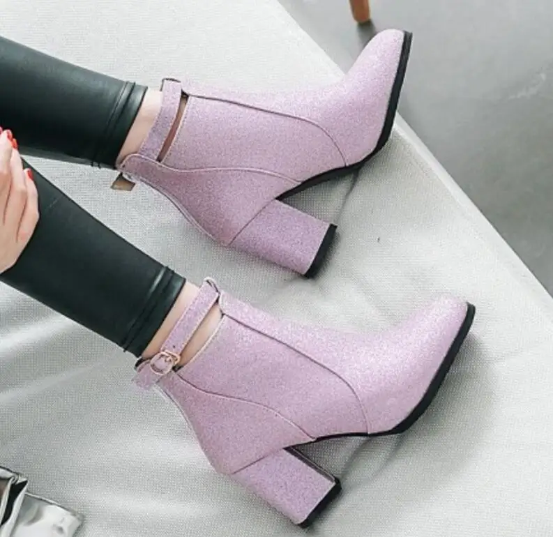 Sapato feminino женские ботильоны офисные блестящие свадебные туфли Коренастый Обувь