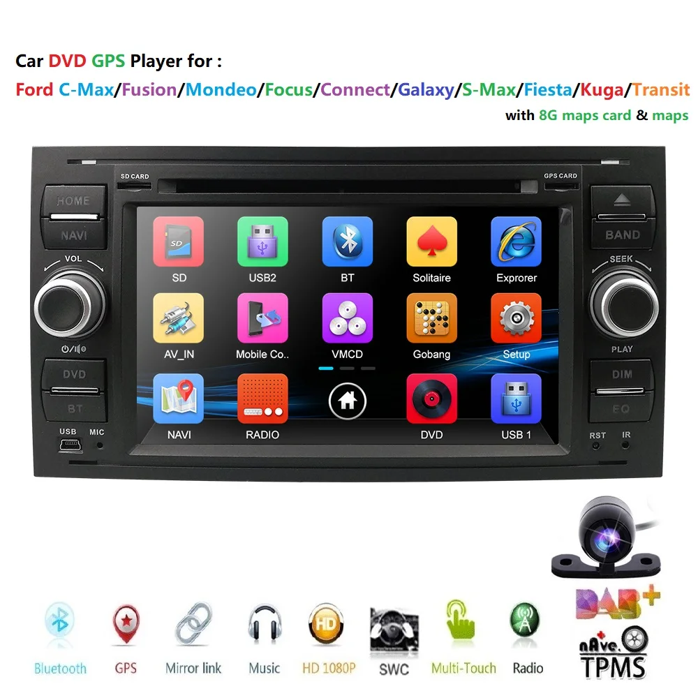 IPS 2din 7'⟊r DVD для Ford Mondeo S-max Focus C-MAX Galaxy Fiesta transit Fusion Connect multimedia player Autoaudio Radio GPS |