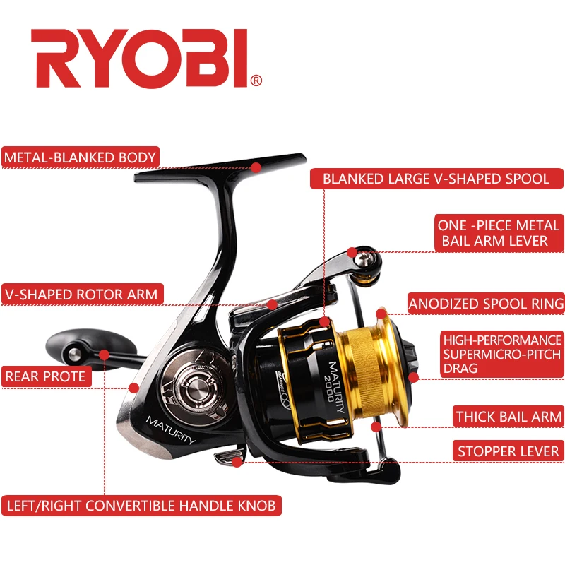 RYOBI зрелости катушки для спиннинга 2000 3000 4000 6000 8000 катушка для рыбалки pesca carretilha ryobi Катушки рыболовные колеса для морской воды