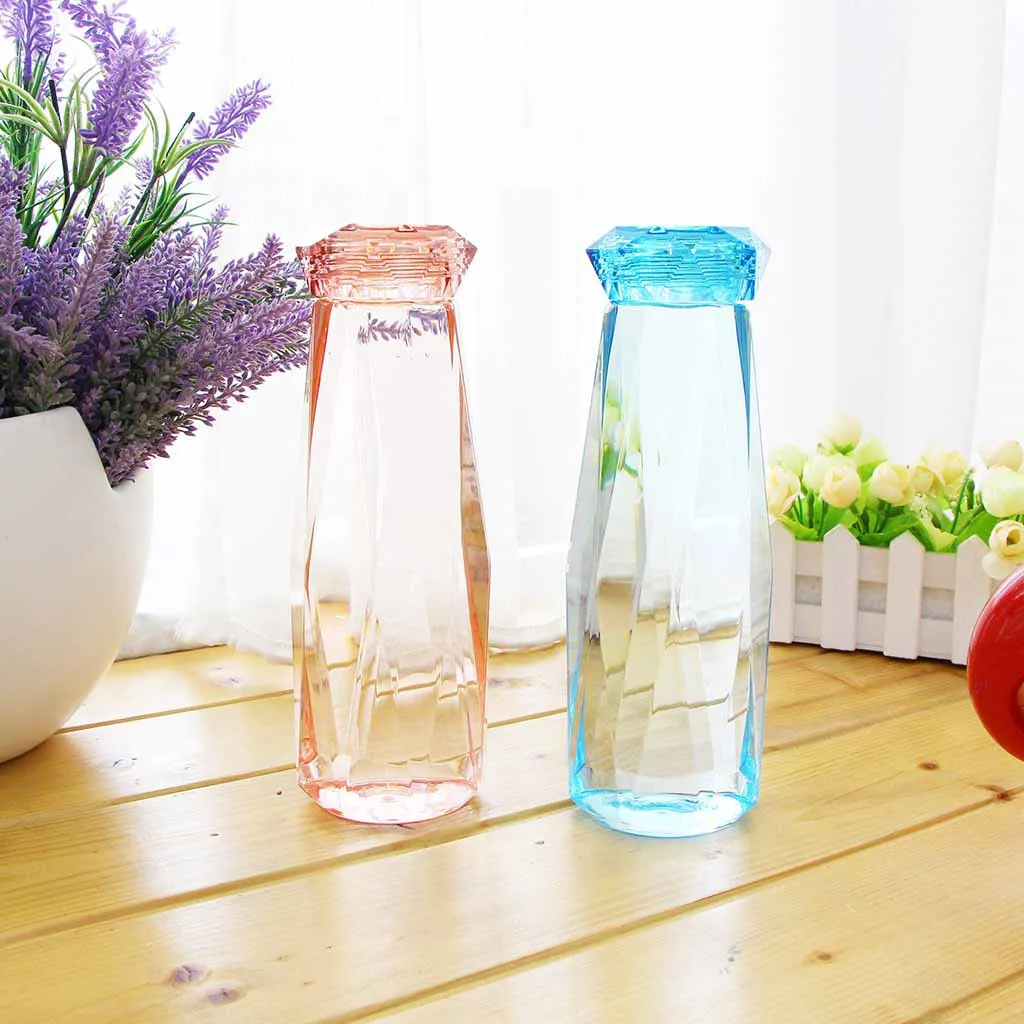 Portable Durable Transparent Small Fresh Diamond Shape Plastic Tourism Sports School Water Bottle Cup Cycling Camping H0412 | Дом и сад