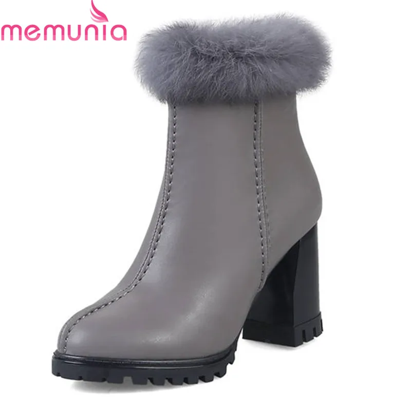 

MEMUNIA women boots 2018 new fashion high heels shoes woman zipper keep warm platform boots autumn winter ankle boots female