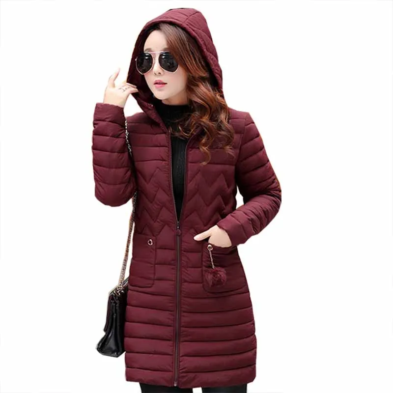 

Women Winter Light Thin Coat 2019 New Fashion Hooded Mid-long Cotton Jacket Casual Loose Plus-size Female Jacket Parkas NZYD192A