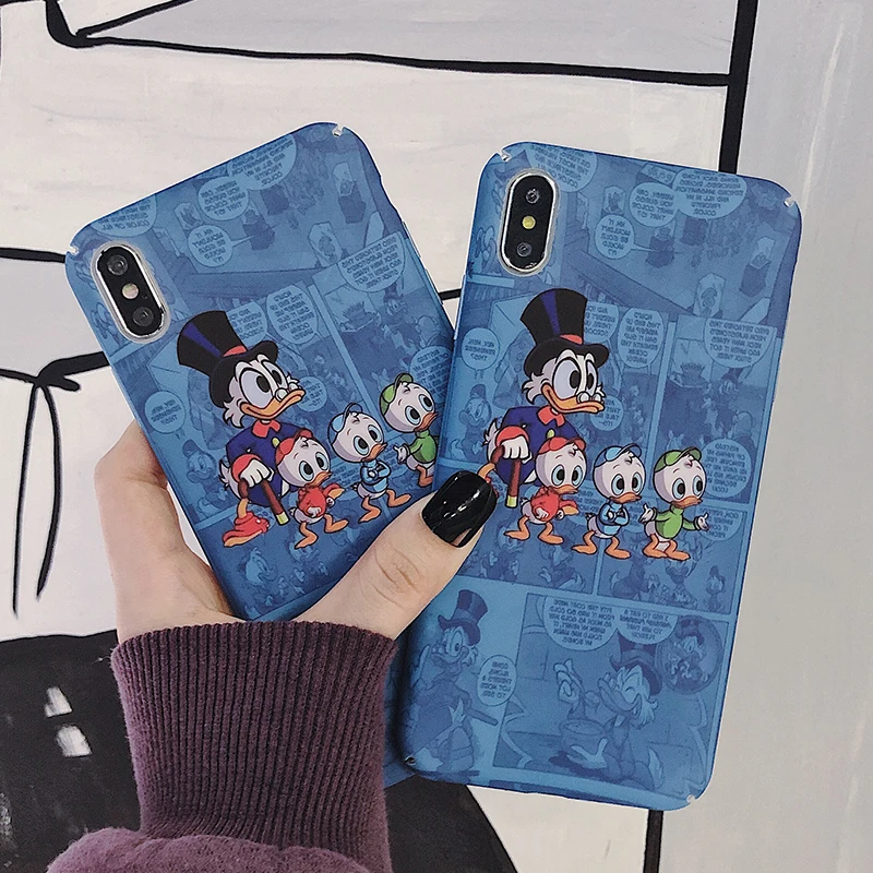 

Cute Donald Daisy Duck Hard Matte Phone Cases for iPhone XS Max XR X 10 8 7 6 6s Plus Tropical Leaf Leaves Plants Cover capinha