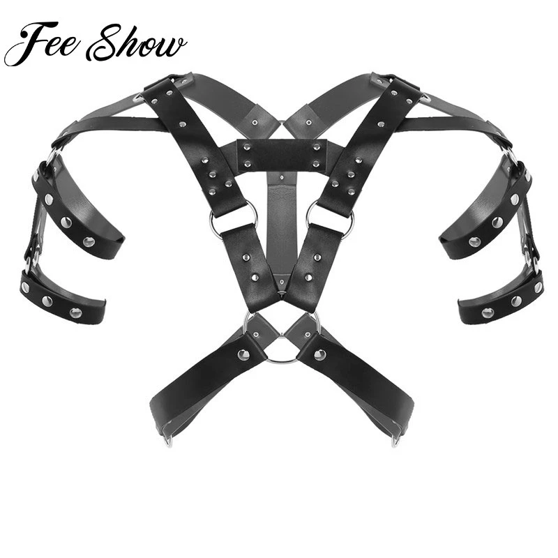 Male Body Top Harness Men Gothic Faux Leather Body Chest Bondage