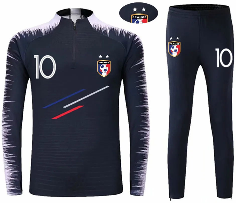 

2018 New Boy Soccer Long Sleeves France 2 Stars Training Jerseys like MBAPPE GRIEZMANN Kids Football Tracksuits Sports Suits