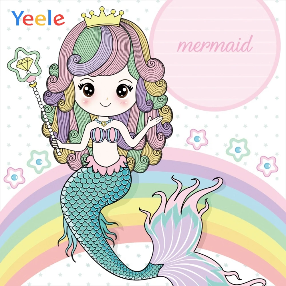 

Yeele Cartoon Mermaid Photography Backdrop Animal Wall Baby Shower Birthday Party Custom Photocall Background For Photo Studio