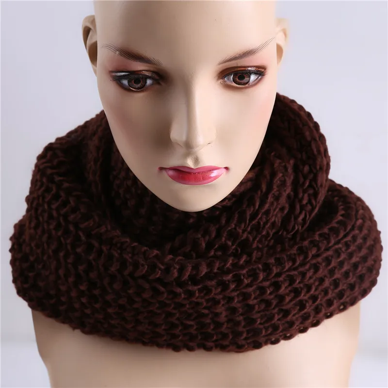 Winter Women Infinity Scarf Casual Warm Knitting Soft Ring Scarves Round Neck Snood Scarf Shawl 
