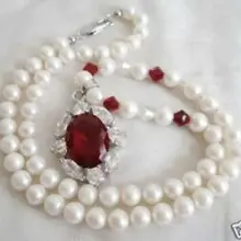 Натуральный жемчуг Женская мода белый пресноводный жемчуг ожерелье драгоценный кулон свадебные серебряные ювелирные изделия