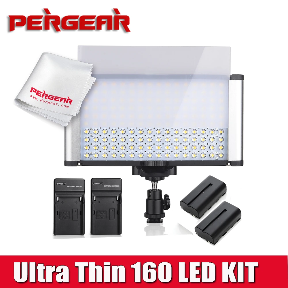 

High CRI 95+ Ultra Thin 160 Led Video Light Panel Kit Color Temperature Adjustable 3200K-5600K + 2PCS Batteries + 2 Chargers