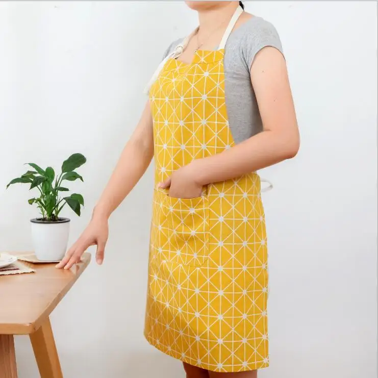 Modern Simple Style Hot Sale High Quality Cotton Women Aprons Adjustable Sleeveless Cooking Work Aprons Kitchen Apron