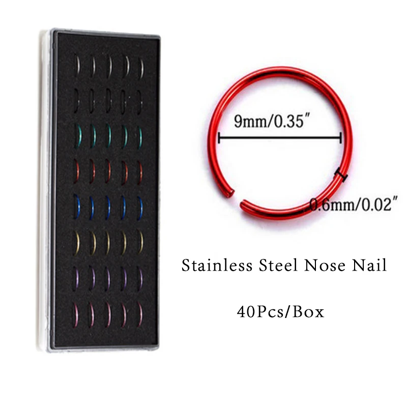 

1 Box/ 40 pcs Women Fashion choker choker Fake Nose Ring Hoop Nose Stud Rings Body Piercing Jewelry For Women Girls Ladies