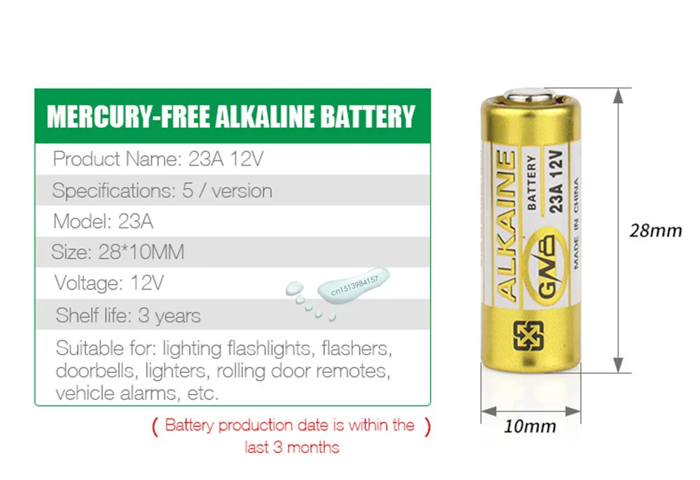 Kpay 50 шт./лот небольшая батарея 23A 12 В 21/23 A23 E23A MN21 MS21 V23GA L1028 щелочная сухая