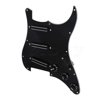 Yibuy 3 Dual Rail Pickup with Black Volume Speed Control Knob Pickguard Assembly yibuy dual rail dual coill magnetic pickup humbucker for electric guitar black