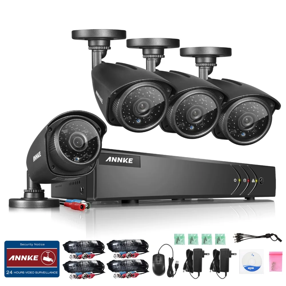 ANNKE 8-Channel HD 1080N Video Security System DVR  (4) HD 960p Indoor/Outdoor Cameras with IP66 Weatherproof