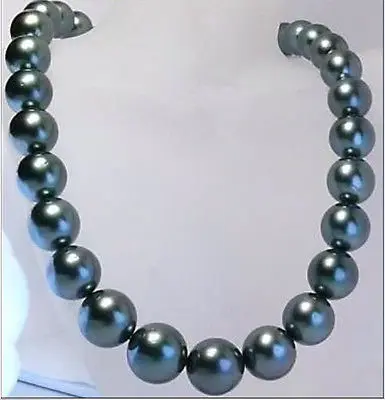 

FREE SHIPPINGGENUINE AAA 11-12MM NATURAL TAHITIAN BLACK PEARL NECKLACE 14KGP 18