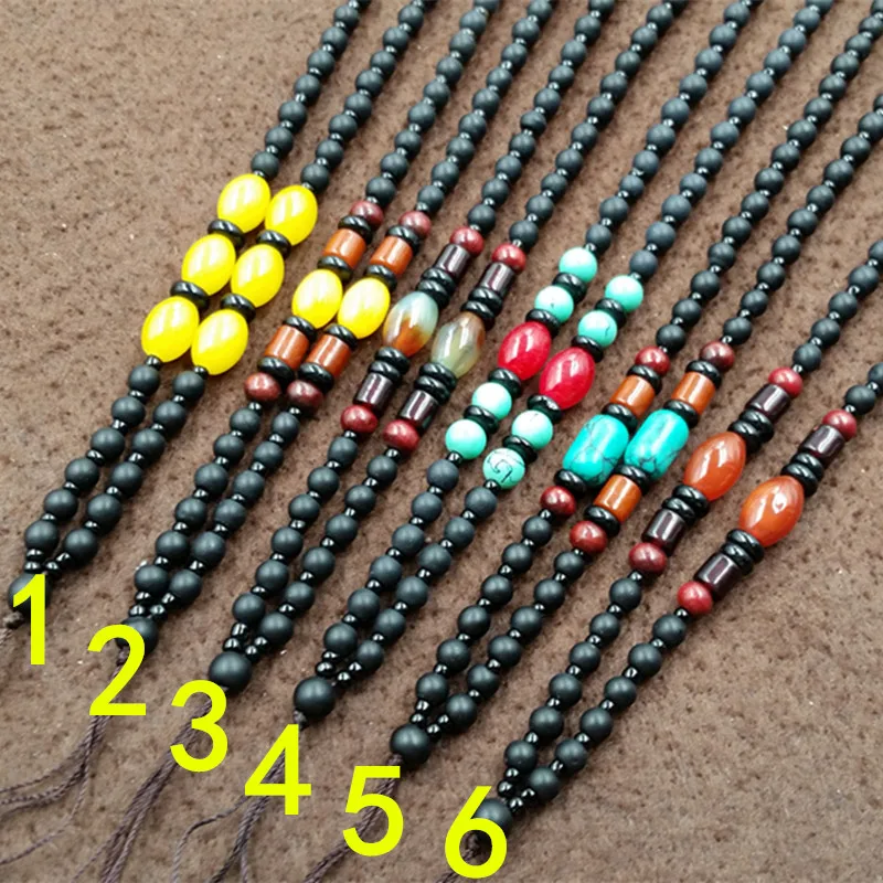 

The new luxury boutique 4 mm black matte bead necklace pendant chain rope