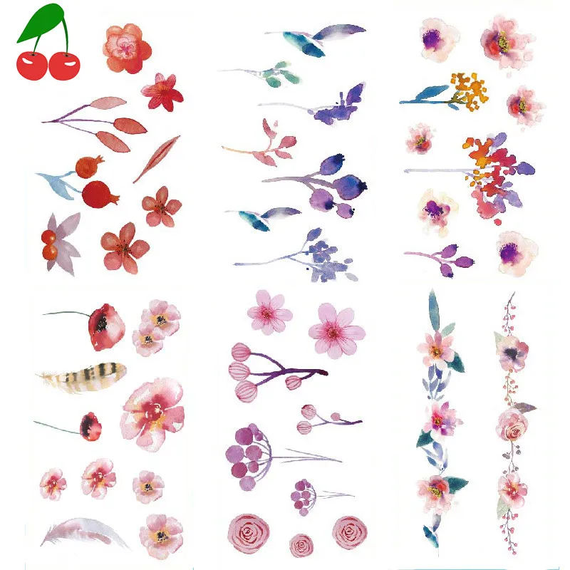 

30 Tattoo waterproof lasting fresh and cute flowers leaves collarbone ankle student tattoo stickers