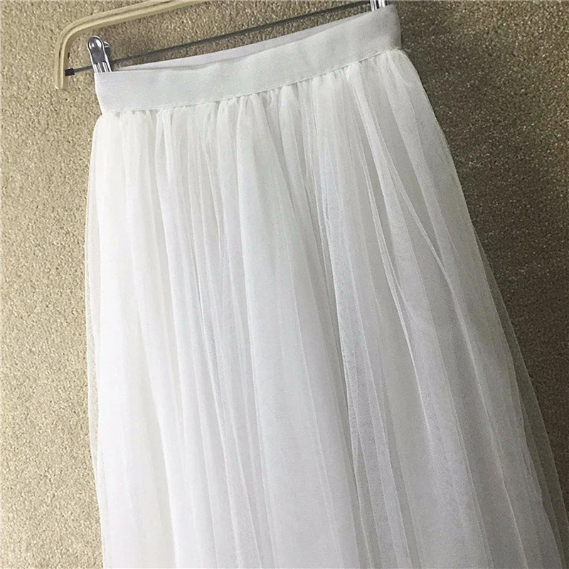 UPPIN New Spring Tulle Skirts Womens Fashion Girls Mesh Tutu Skirt Pleated Long Skirts Midi Skirt Saias Faldas Jupe Femme