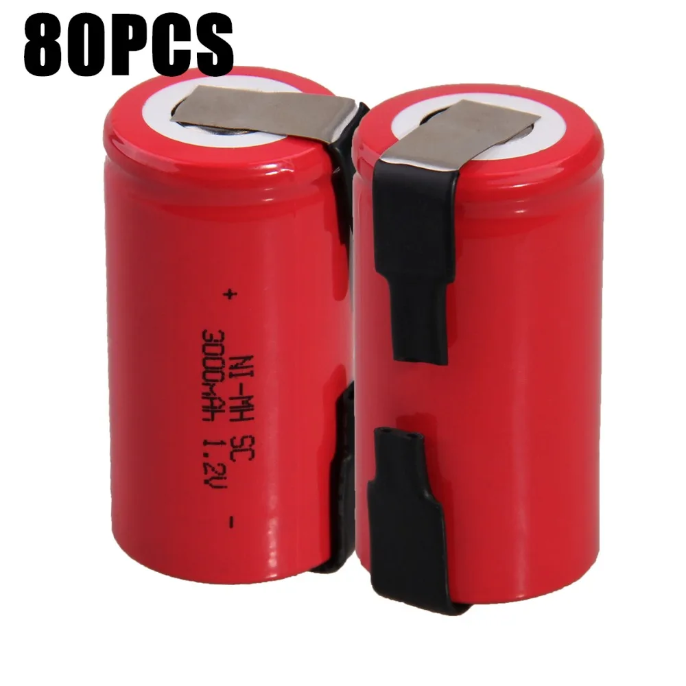 

80 pcs SC 3000mah 1.2v battery NICD rechargeable batteries for makita bosch B&D Hitachi metabo dewalt for electric screwdriver