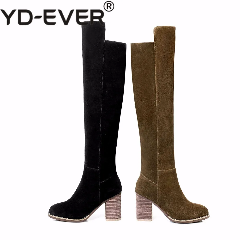 genou Rond Yd Style De Cuir Khaki ever Équitation Bottes En Talons Extreme the Fleur Vache Daim Britannique Over Pleine Beau Bout noir UzUqwr
