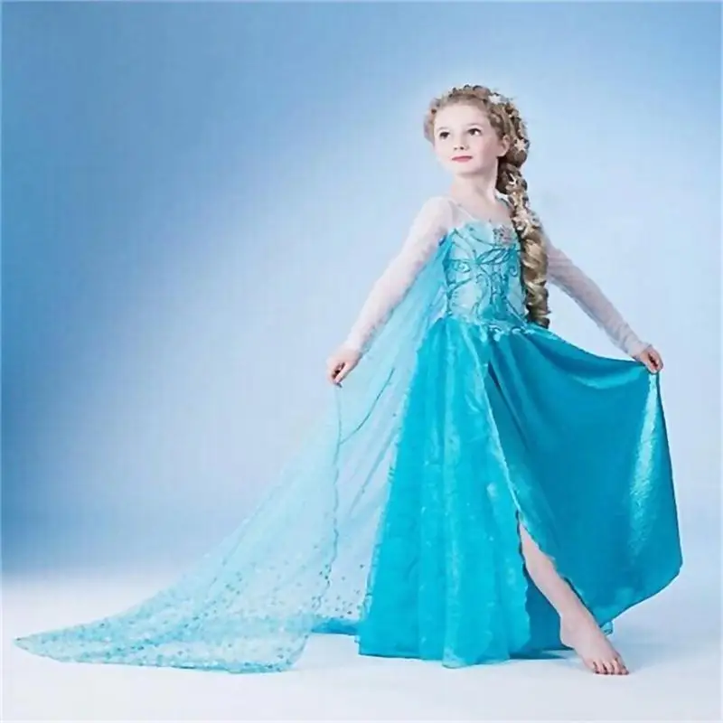 Anna Elsa Princess Dress Children Girls Halloween Party Costume Kids Cosplay Clothing Girls Princess Dress up Christmas Dresses