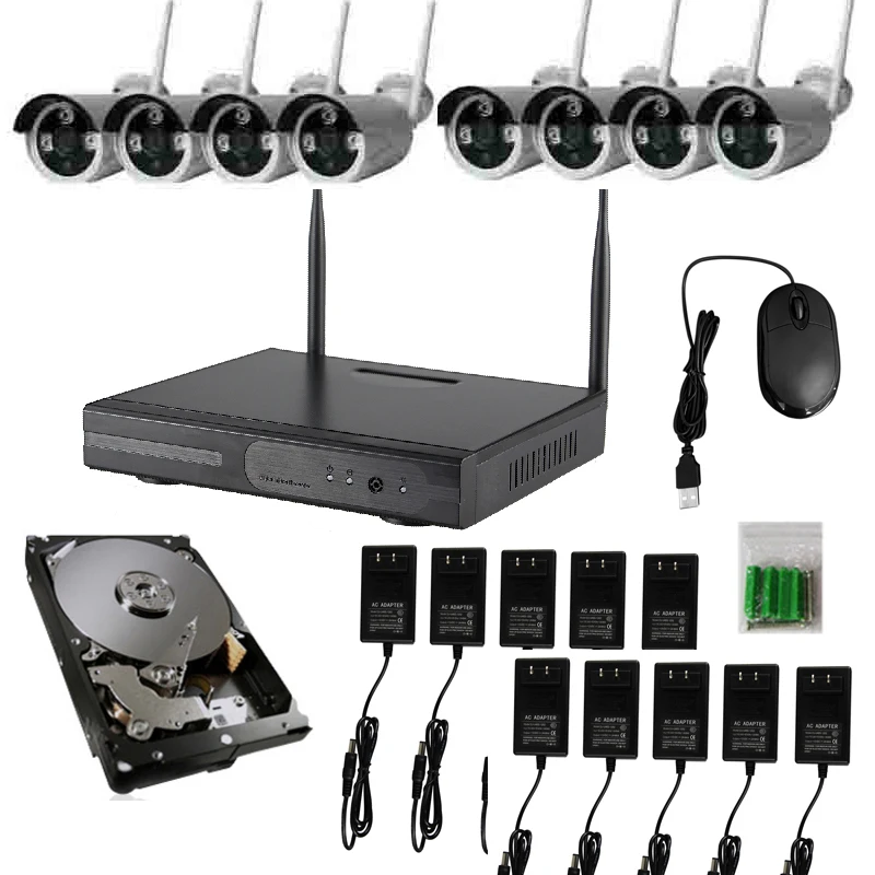  JSA 8CH SISTEMA DE CCTV inalámbrico 960 P NVR 8 piezas 1.3MP IR al aire libre P2P Wifi IP CCTV Cáma