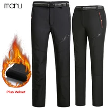 MANLI, Зимние флисовые походные брюки, мужские осенние флисовые штаны, уличные брюки, женские водонепроницаемые треккинговые лыжные брюки