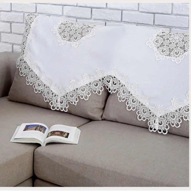 White Embroidery lace sofa backrest towel European sofa towel slip seat