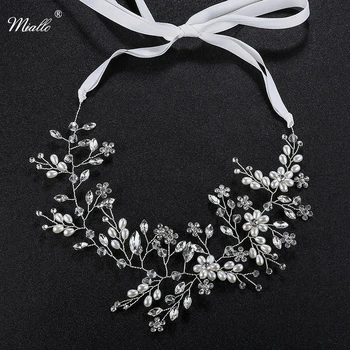 

Miallo Wholesale Fashion Pearls Crystal Headband Handmade Hair Vine Headpieces Bride Wedding Bridal Hair Jewelry Accessories