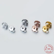 10 пара/лот затычки для ушей ювелирные изделия Настоящее серебро 925 пробы Серьги задняя заглушка колпачок аксессуары серьги затычки Роза для рукоделия золотой цвет