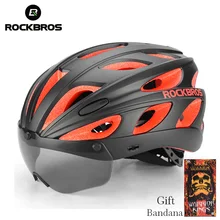 ROCKBROS Cycling Bike Helmets With Sunglasses Integrally-molded Ultralight Magnetic MTB Mountain Road Goggles Bicycle Helmets