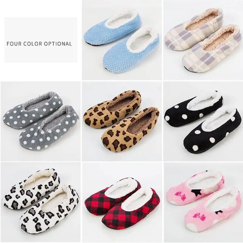 

Non-Slip Floor Socks Warm Thicken Bed Slippers Women Men Comfortable Winter Socks Polka Dot Leopard Print Indoor Socks Couples