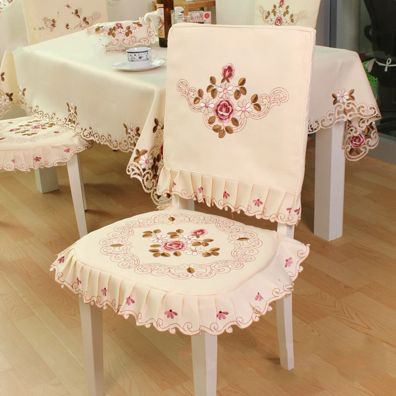 

Embroidered Flower Elastic Chair Cover Home Decor Dining Chair Cover Polyester Decoration Covering Universal Banquet Chair Cover