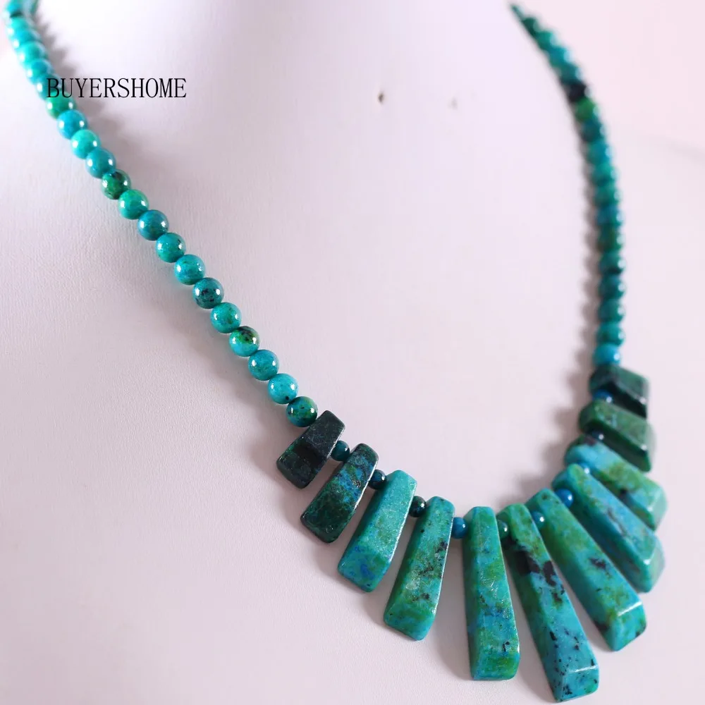 

Free Shipping Fashion Jewelry Natural Stone Blue Azurite Beads Necklace 18" 1Pcs E153