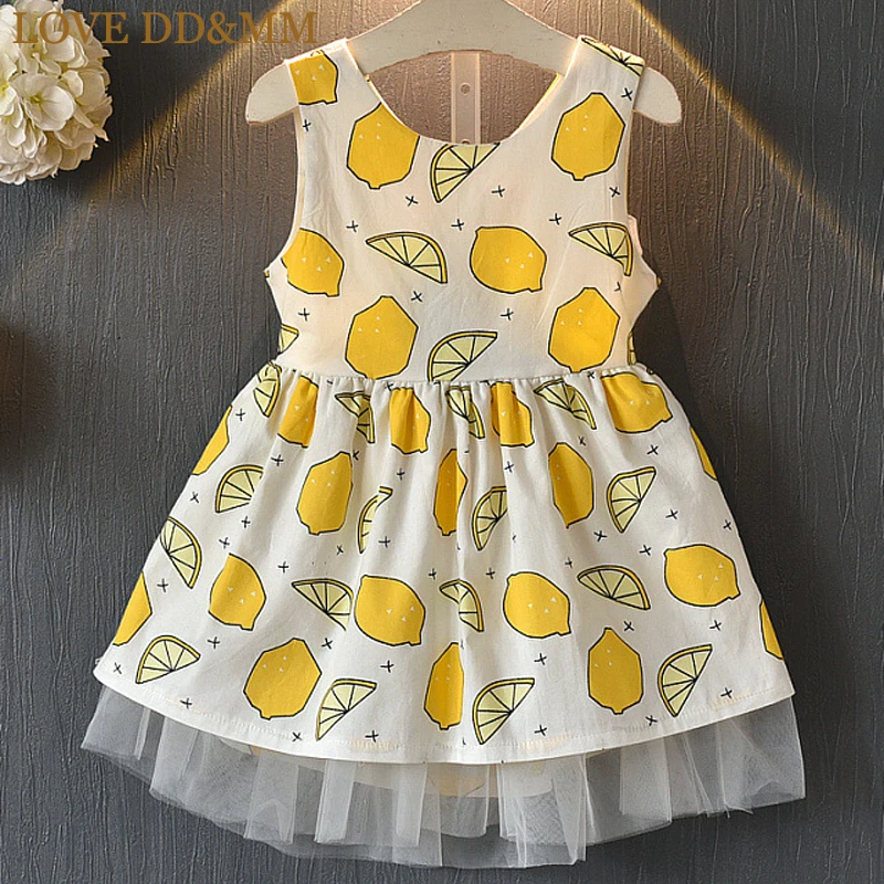 

LOVE DD&MM Girls Dresses 2019 Summer Children's Clothing Girls Sleeveless Lemon Strawberry Stitching Gauze Princess Dress
